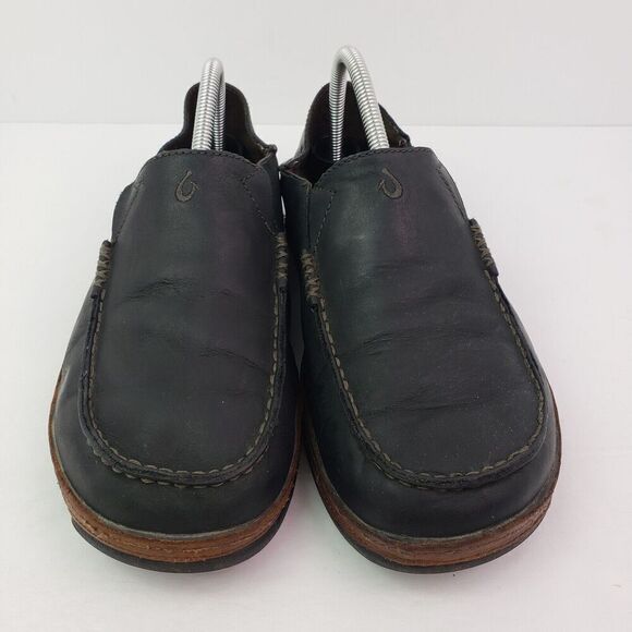 Olukai Moloa Mens Size 8.5 Black Leather Casual Loafer Shoes 10128 4033 main image 9